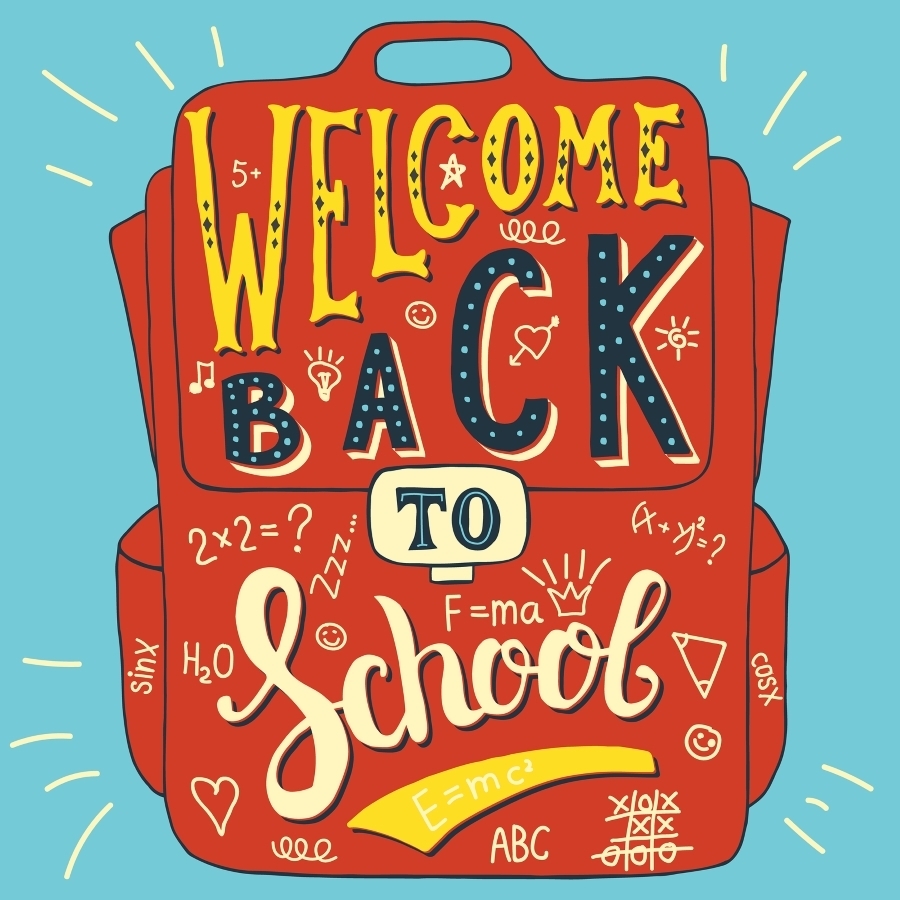 backpack with welcome back to school
