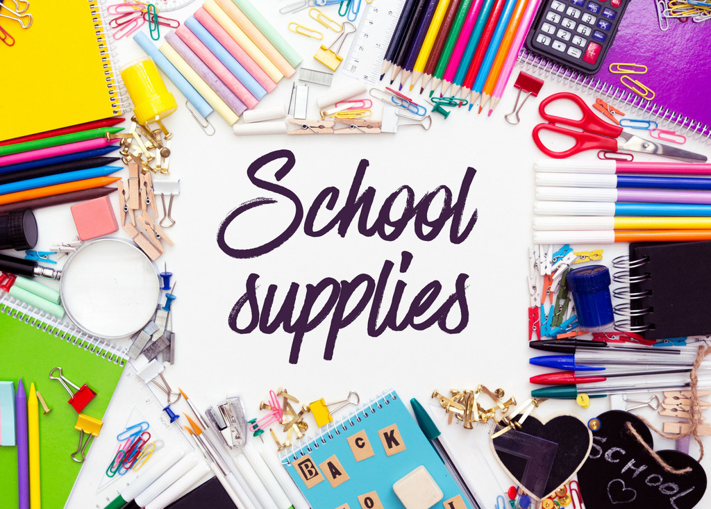 various school supplies